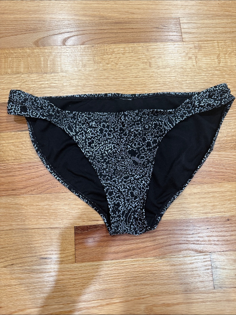 Women’s Black Floral-Print Bikini Bottom